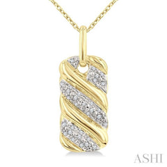 1/10 Ctw Bold Ribbed Swirl Round Cut Diamond Fashion Pendant With Chain in Yellow Gold Vermeil