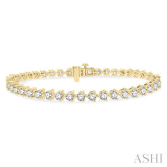 6 Ctw Round Cut Diamond 3-Prong Tennis Bracelet in 14K Yellow Gold