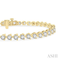 6 Ctw Round Cut Diamond 3-Prong Tennis Bracelet in 14K Yellow Gold