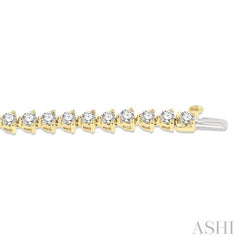 6 Ctw Round Cut Diamond 3-Prong Tennis Bracelet in 14K Yellow Gold