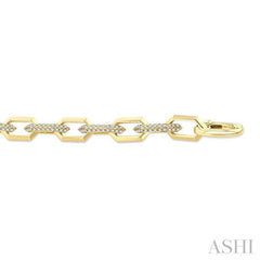 3 Ctw Open Window Hexagon Link Round Cut Diamond Fashion Bracelet in 14K Yellow Gold