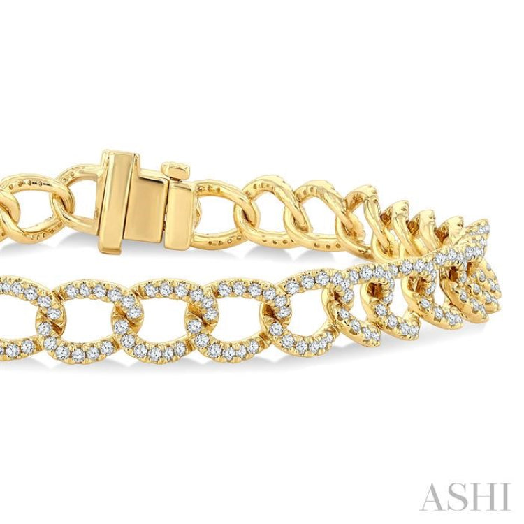 2 Ctw Round Cut Diamond Cuban Fashion Bracelet in 14K Yellow Gold