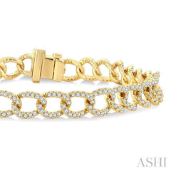 2 Ctw Round Cut Diamond Cuban Fashion Bracelet in 14K Yellow Gold