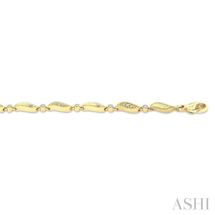 1/4 Ctw Wave Link Round Cut Diamond Fashion Bracelet in 10K Yellow Gold