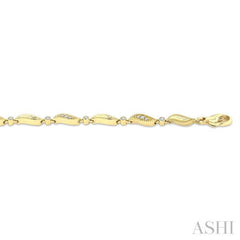1/4 Ctw Wave Link Round Cut Diamond Fashion Bracelet in 10K Yellow Gold
