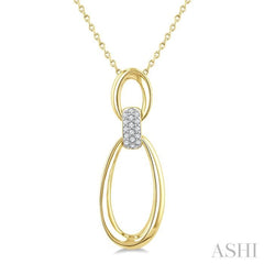 1/10 Ctw Twin Oval Link Round Cut Diamond Pendant With Chain in Yellow Gold Vermeil