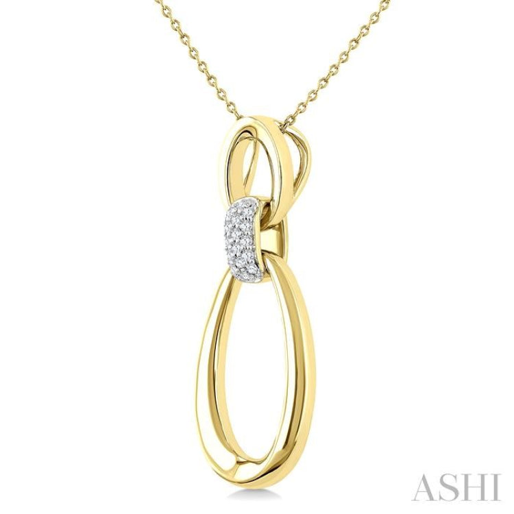 1/10 Ctw Twin Oval Link Round Cut Diamond Pendant With Chain in Yellow Gold Vermeil