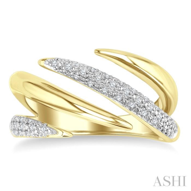 1/10 Ctw Bold Split Talon-Shaped Open Center Round Cut Diamond Fashion Band in Yellow Gold Vermeil