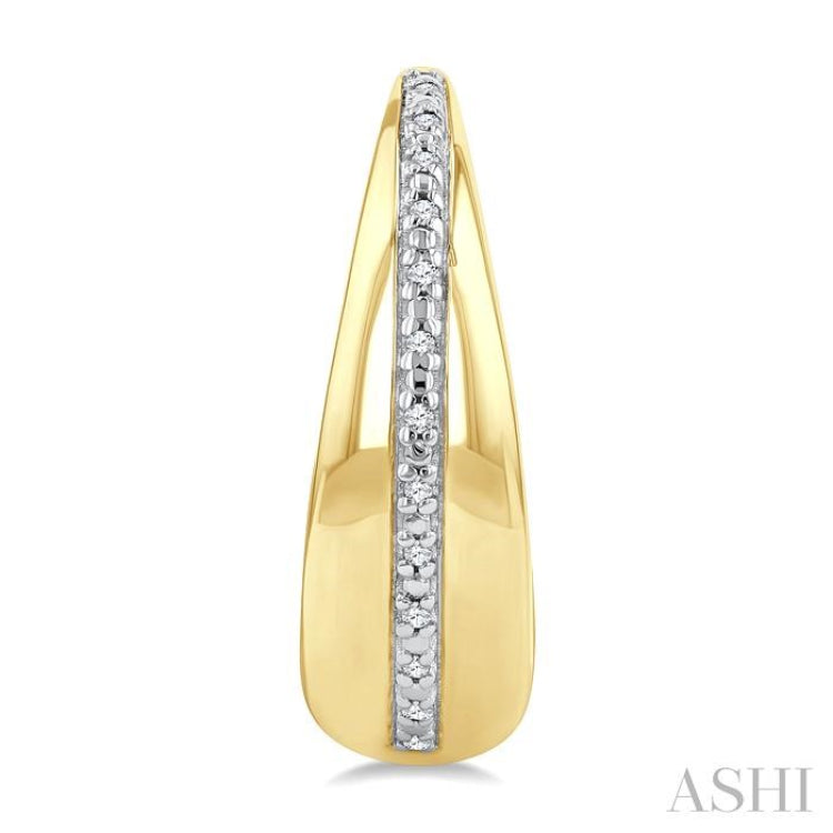 1/10 Ctw Bold Round Cut Diamond Panel Fashion Hoop Earring in Yellow Gold Vermeil