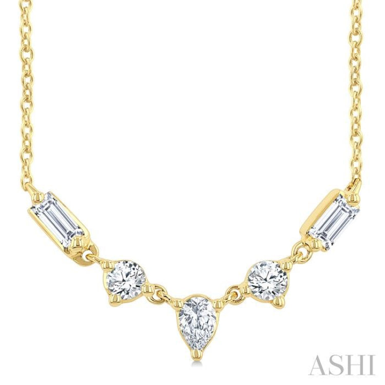 1/3 Ctw Mixed Cut Diamond Fashion Necklace in 14K Yellow Gold
