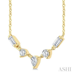 1/3 Ctw Mixed Cut Diamond Fashion Necklace in 14K Yellow Gold