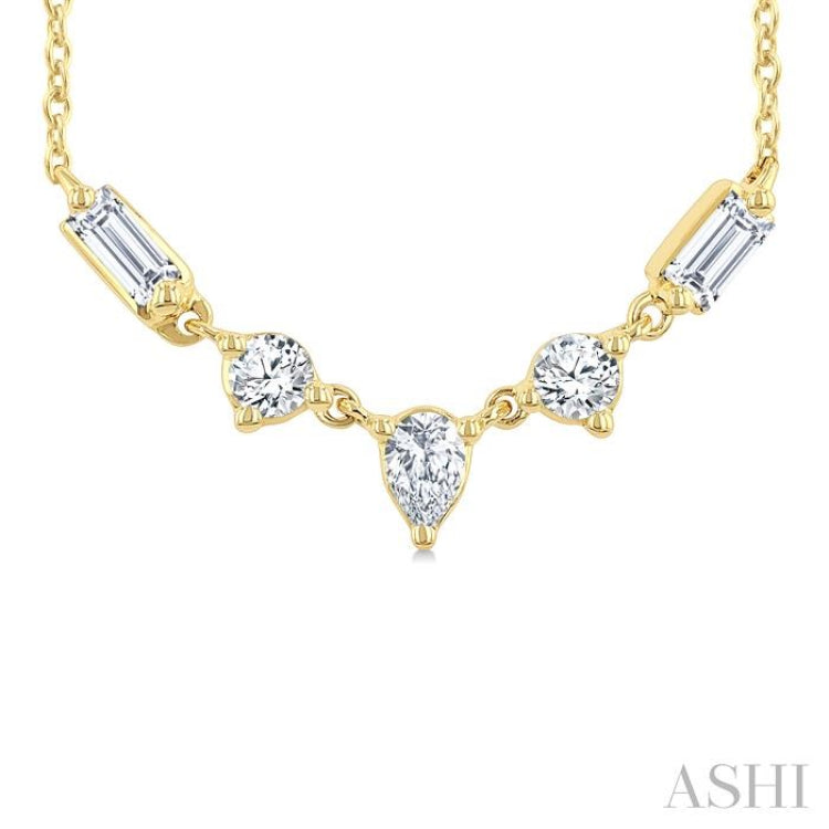 1/3 Ctw Mixed Cut Diamond Fashion Necklace in 14K Yellow Gold