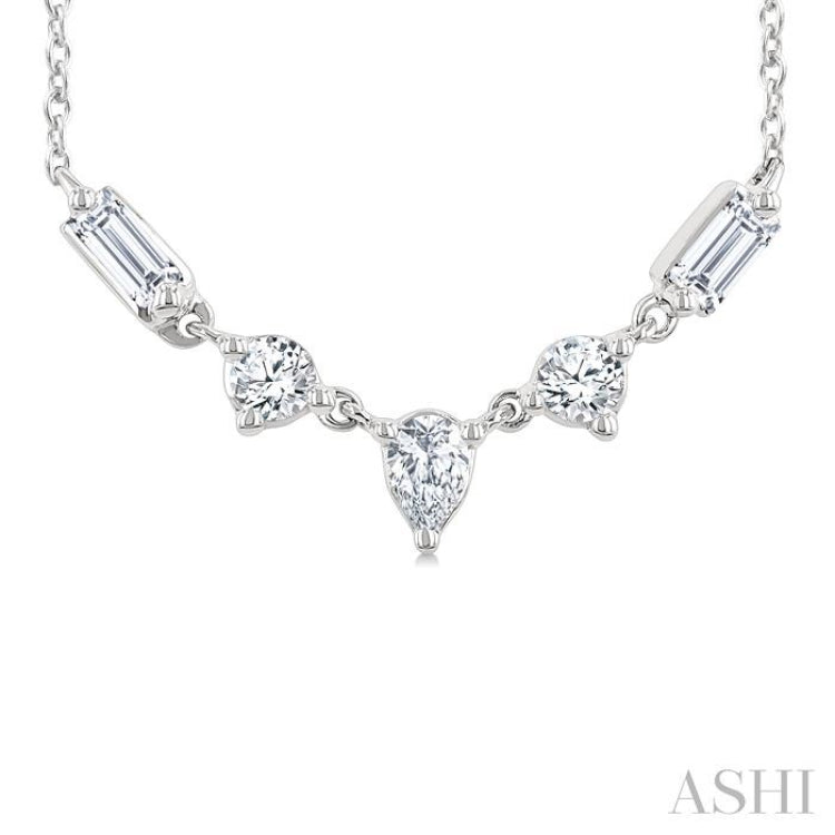 1/3 Ctw Mixed Cut Diamond Fashion Necklace in 14K White Gold