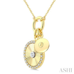 1/6 Ctw Fluted Circle Charm Round Cut Diamond Fashion Pendant With Chain in 10K Yellow and White Gold