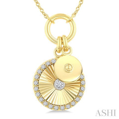 1/6 Ctw Fluted Circle Charm Round Cut Diamond Fashion Pendant With Chain in 10K Yellow and White Gold