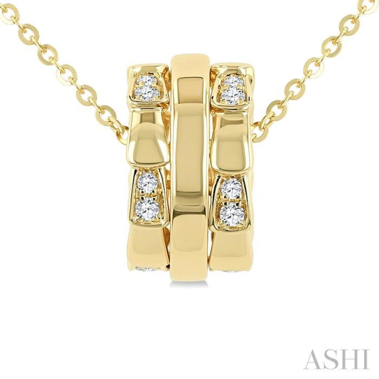 1/10 Ctw Round Cut Diamond Rondelle Fashion Pendant With Chain in 14K Yellow Gold