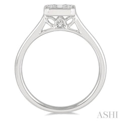 1/3 Ctw Octagonal Shape Baguette and Round Cut Diamond Ladies Ring in 14K White Gold