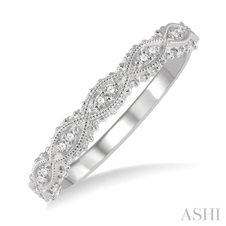 1/3 Ctw Marquise Lattice Round Cut Diamond Wedding Band in 14K White Gold