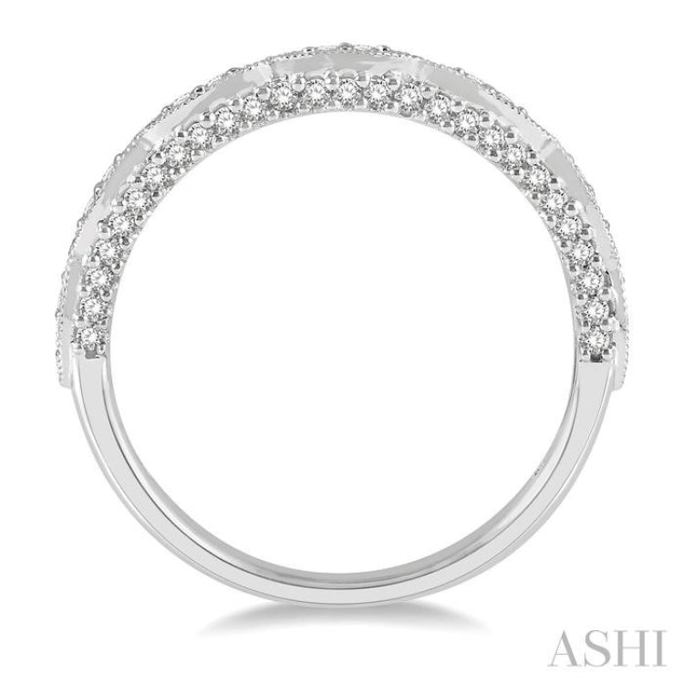 1/3 Ctw Marquise Lattice Round Cut Diamond Wedding Band in 14K White Gold