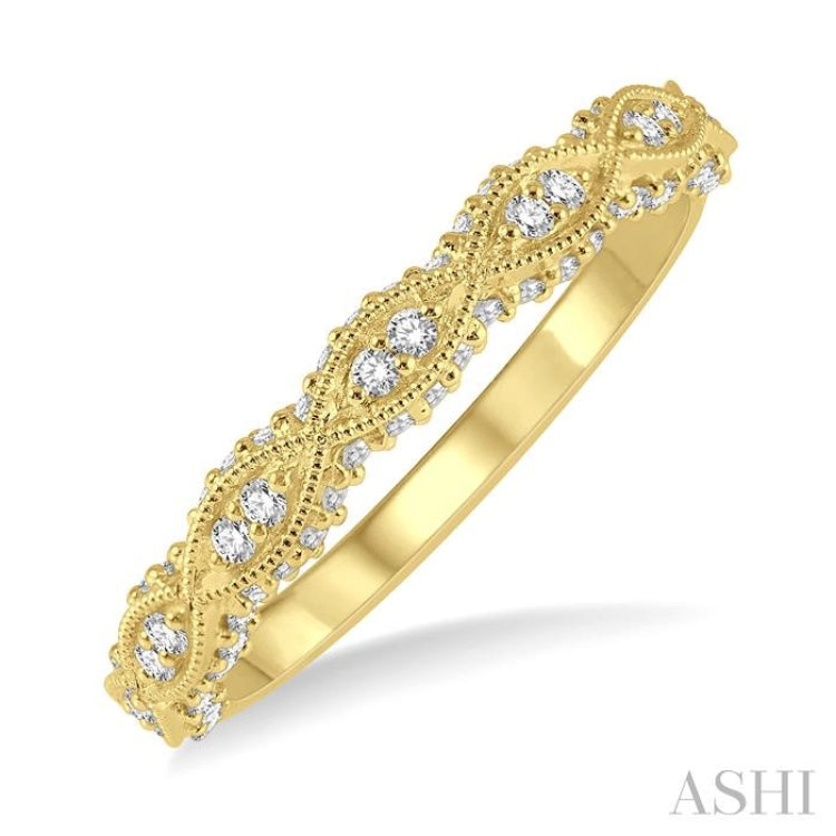 1/3 Ctw Marquise Lattice Round Cut Diamond Wedding Band in 14K Yellow Gold