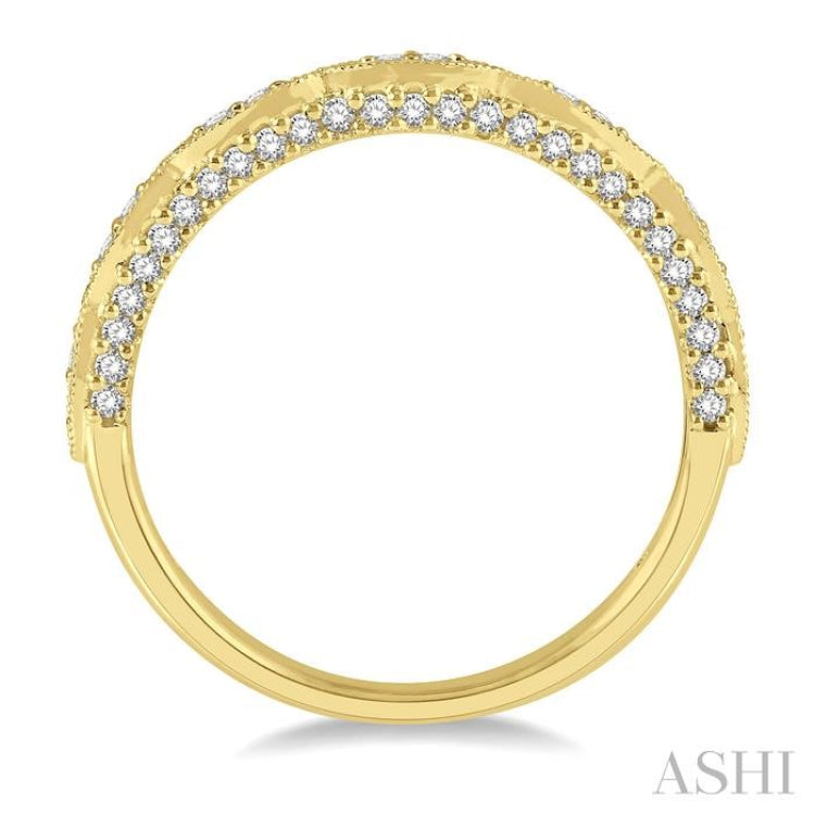 1/3 Ctw Marquise Lattice Round Cut Diamond Wedding Band in 14K Yellow Gold