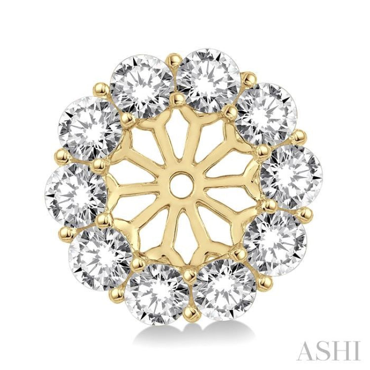 3/4 Ctw Round Cut Diamond Earrings Jacket in 14K Yellow Gold