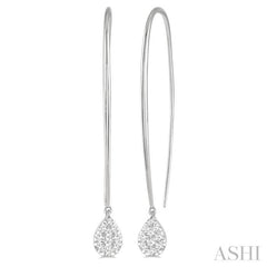 1/2 Ctw Pear Shape Dangler Lovebright Round Cut Diamond Earring in 14K White Gold