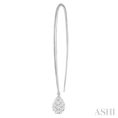 1/2 Ctw Pear Shape Dangler Lovebright Round Cut Diamond Earring in 14K White Gold