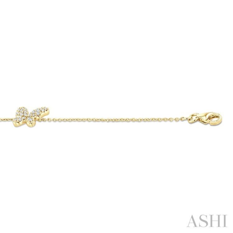 1/6 Ctw Petite Butterfly Round Cut Diamond Fashion Bracelet in 10K Yellow Gold