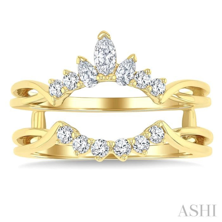 3/8 Ctw Marquise, Pear and Round Cut Diamond Chevron Insert Ring in 14K Yellow Gold