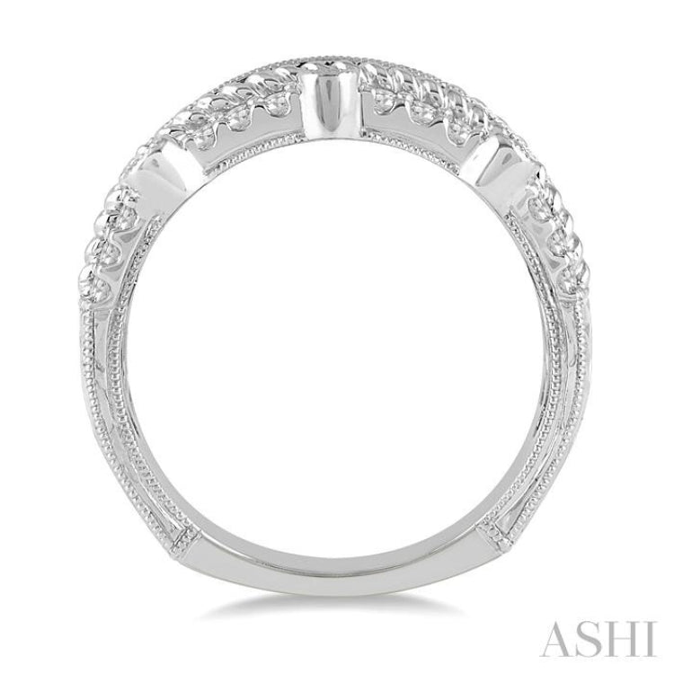 1 Ctw Round Cut and Baguette Diamond Wedding Band in 14K White Gold
