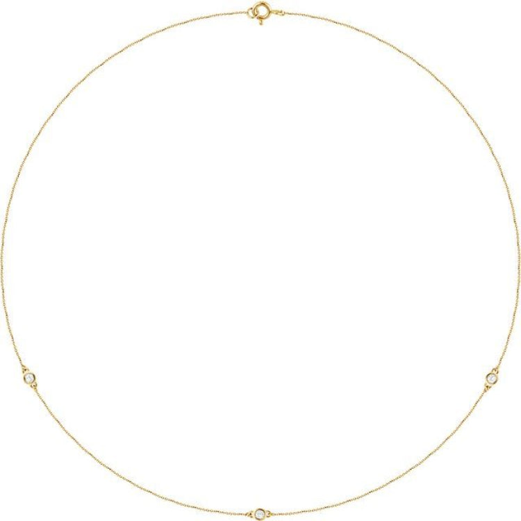 14K Yellow Gold 1/5 CTW Natural Diamond 3-Station 18" Necklace