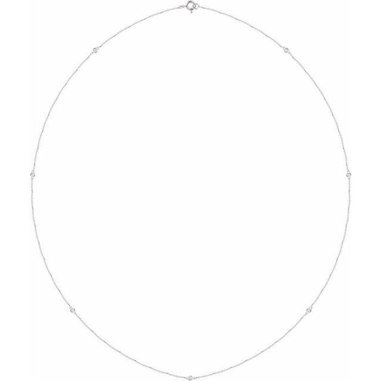 14K White Gold 1 3/4 CTW Natural Diamond 7-Station 24" Necklace