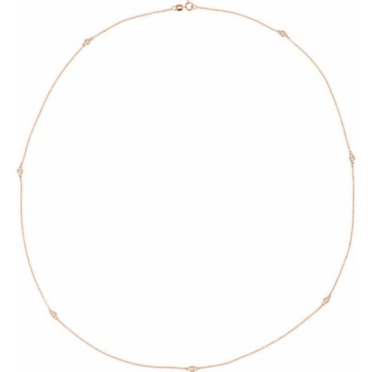 14K Rose Gold 1/4 CTW Natural Diamond 7-Station 24" Necklace
