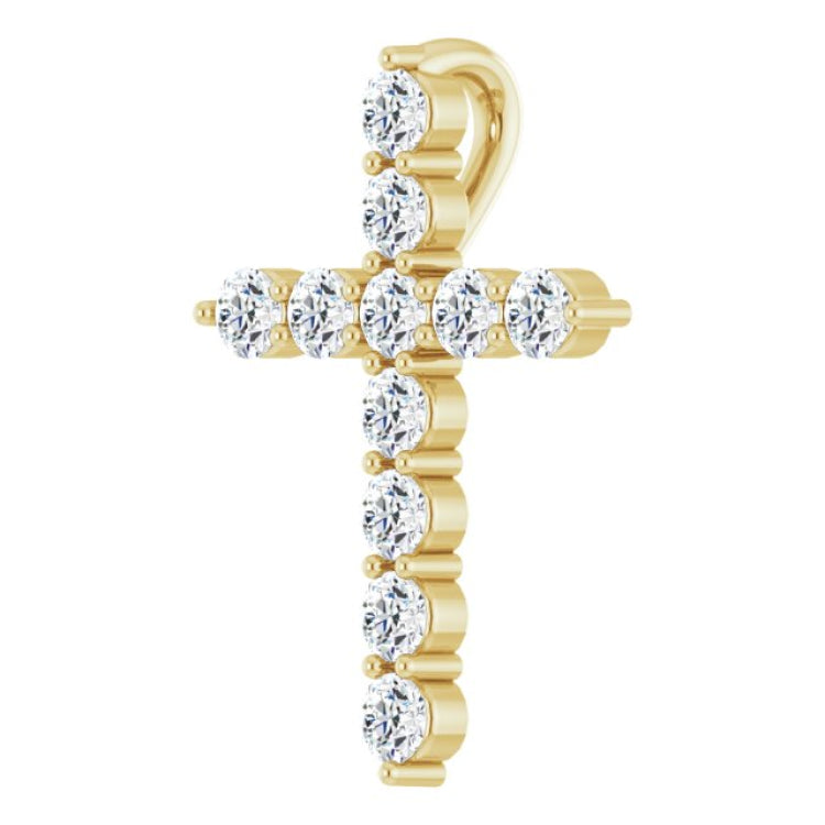 14K Yellow Gold 1/4 CTW Natural Diamond Cross Pendant