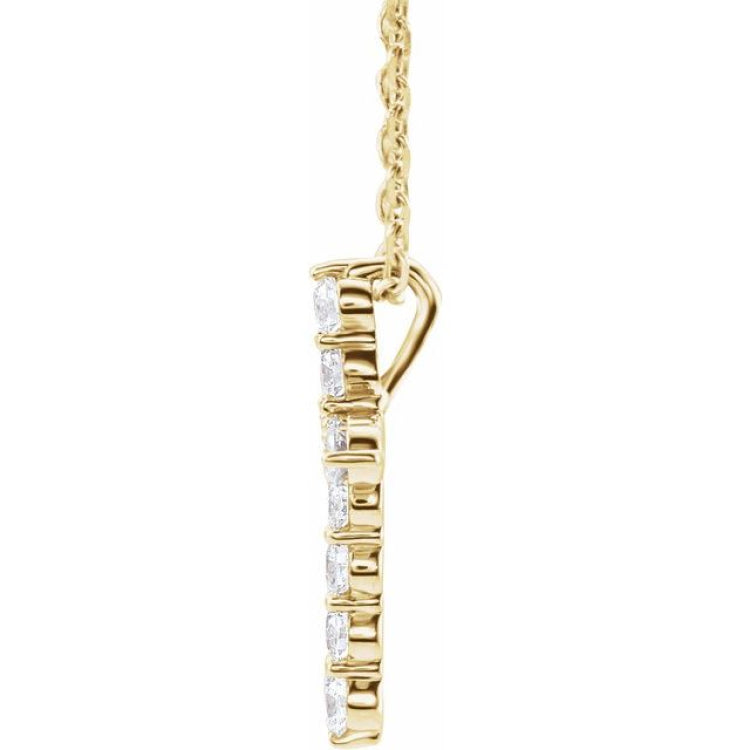 14K Yellow Gold 1/4 CTW Natural Diamond Cross 16-18" Necklace