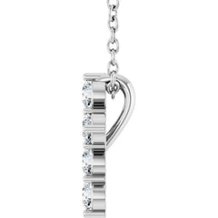 14K White Gold 1/4 CTW Natural Diamond Cross 16-18" Necklace