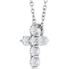 Platinum 1/4 CTW Natural Diamond Cross 16-18" Necklace