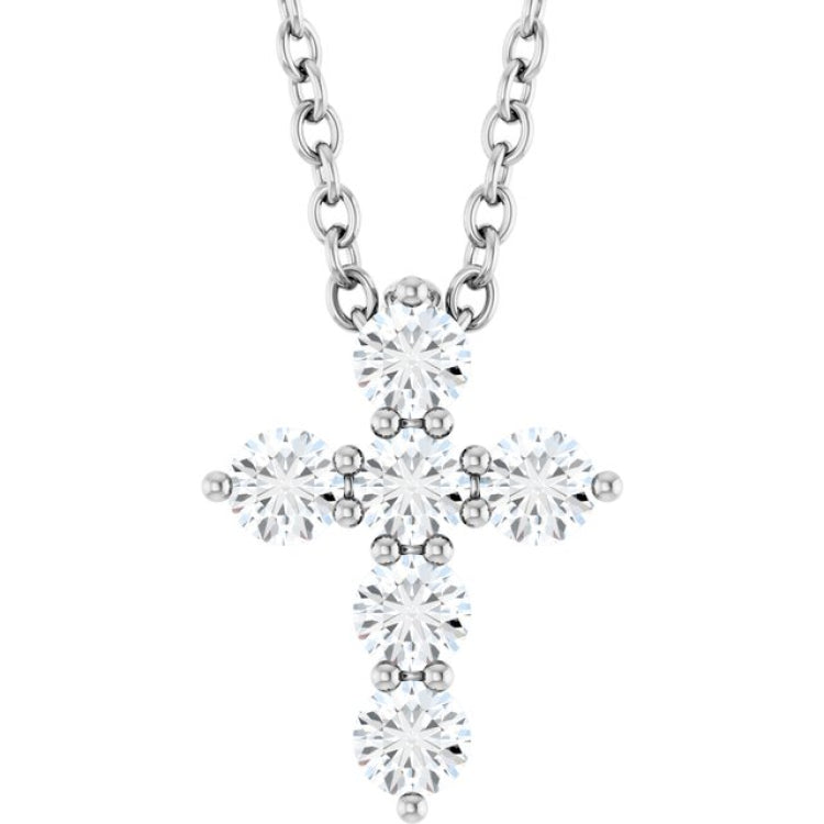 Sterling Silver 1/4 CTW Natural Diamond Cross 16-18" Necklace