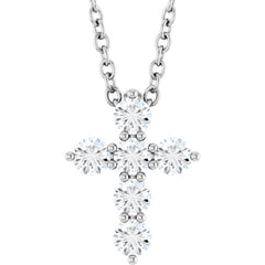 Sterling Silver 1/4 CTW Natural Diamond Cross 16-18" Necklace