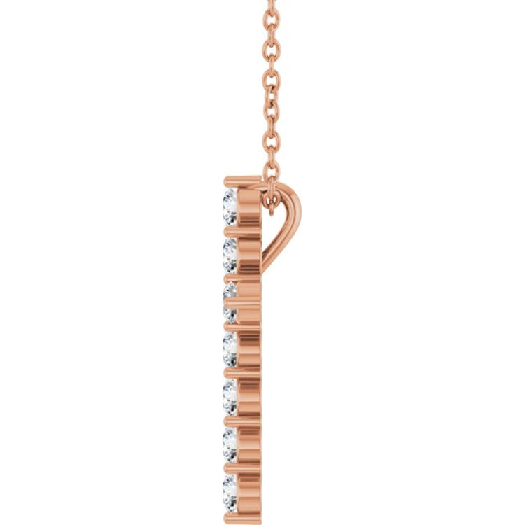 14K Rose Gold 3/8 CTW Natural Diamond Cross 16-18" Necklace