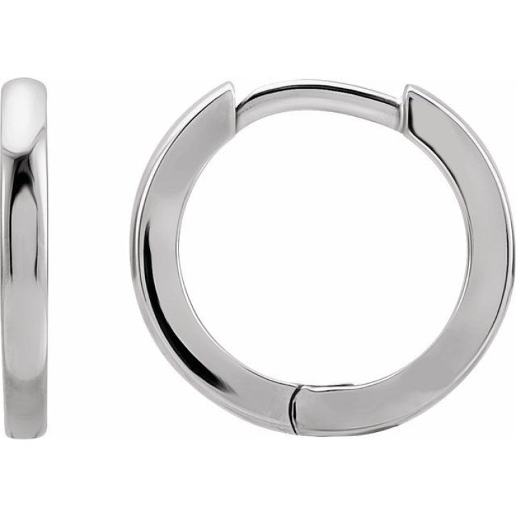 14K White Gold Hinged 15 mm Hoop Earring