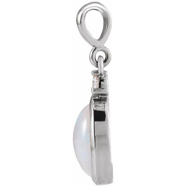 Sterling Silver 8x6 mm Natural Ethiopian Opal & .03 CT Natural Diamond Pendant