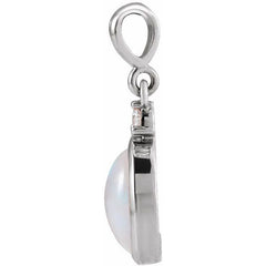 Sterling Silver 8x6 mm Natural Ethiopian Opal & .03 CT Natural Diamond Pendant