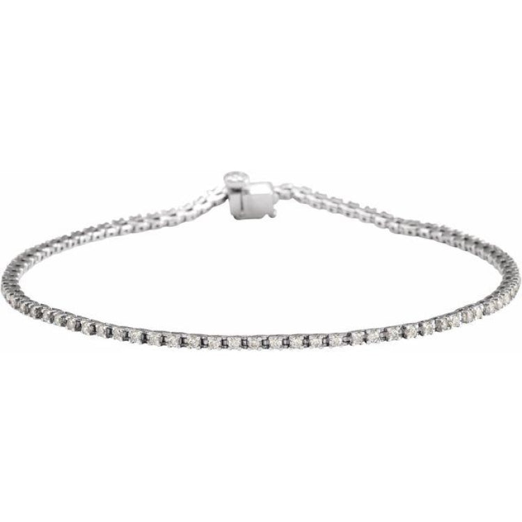 14K White Gold 1 CTW Natural Diamond Line 7 1/4" Bracelet