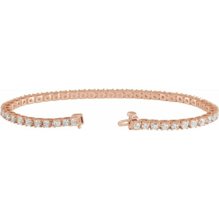 14K Rose Gold 4 CTW Natural Diamond Line 7 1/4" Bracelet