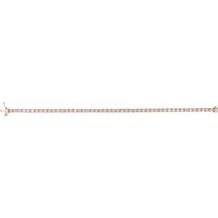 14K Rose Gold 4 CTW Natural Diamond Line 7 1/4" Bracelet