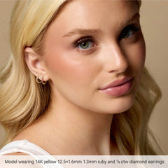14K Yellow Gold 1/8 CTW Natural Diamond Hinged 12.5 mm Hoop Earrings