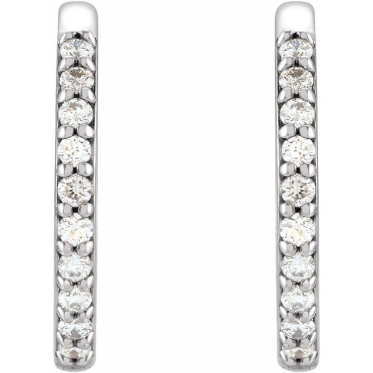 Sterling Silver 1/6 CTW Natural Diamond Hinged 15 mm Hoop Earrings