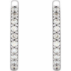 Sterling Silver 1/6 CTW Natural Diamond Hinged 15 mm Hoop Earrings